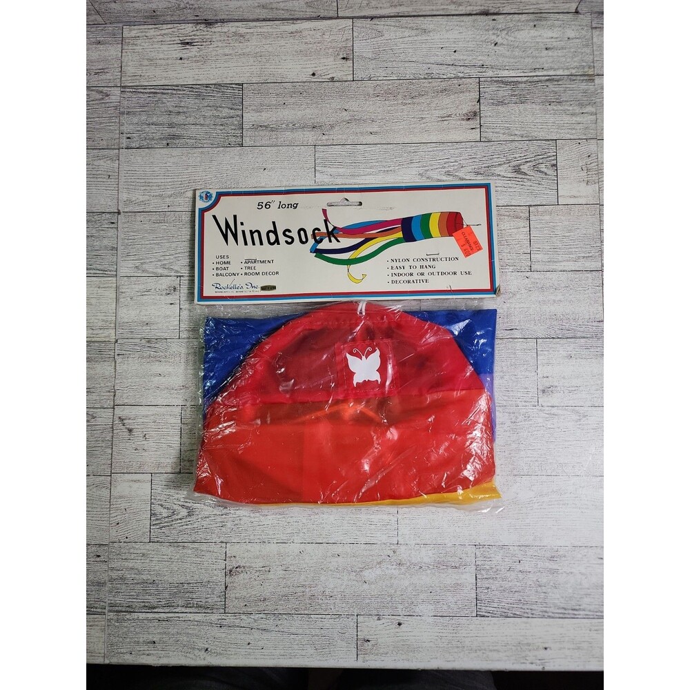 Vintage Rochelle's Inc. Windsock 56" NEW IN PACKAGE 1980s Outdoor Flag